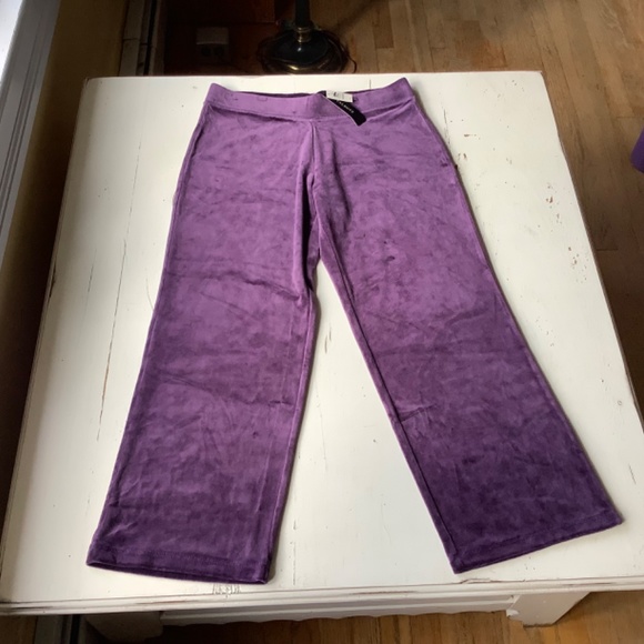 NWT Talbots Purple Velour Pull On Lounge Pants LP Petite Large - Picture 2 of 7